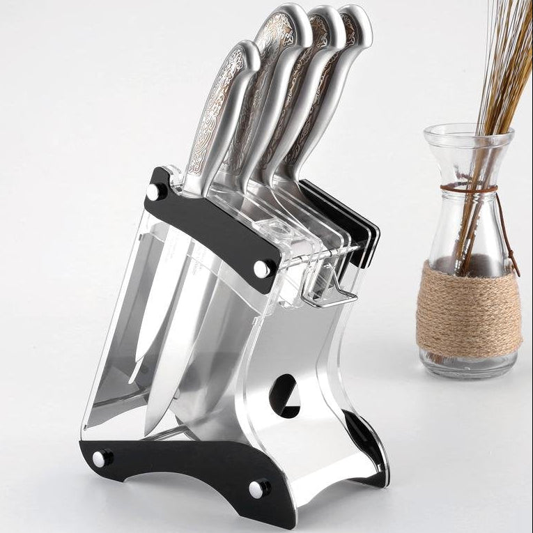 Clear acrylic knife holder for kitchen countertop