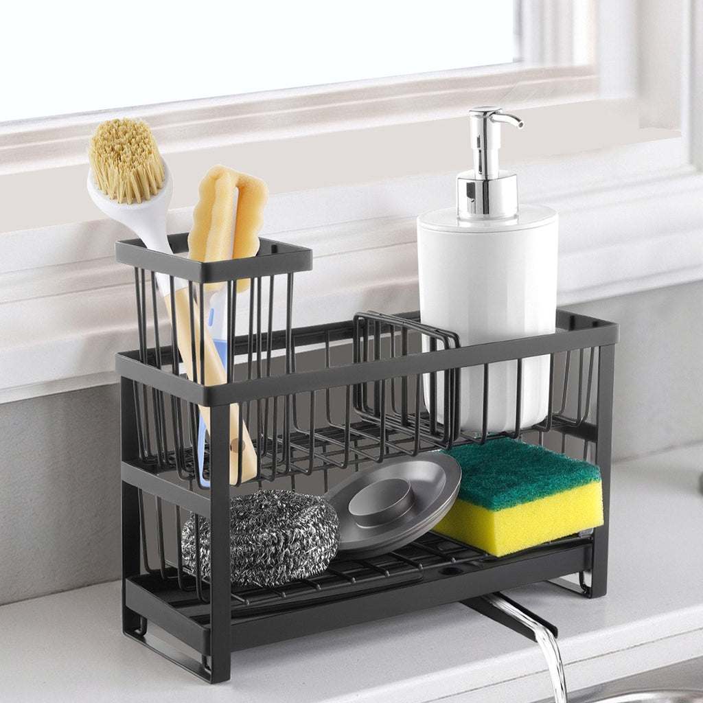 Compact countertop sink organizer for kitchen