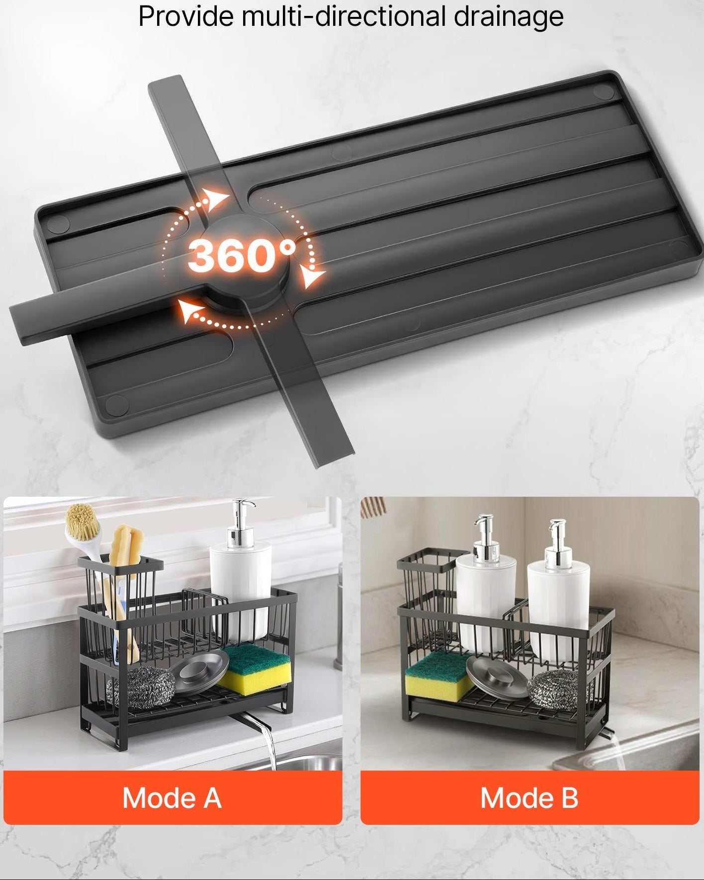 Kitchen essentials storage caddy beside sink