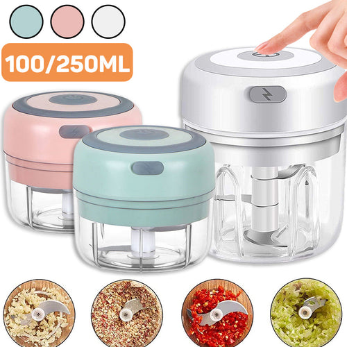 Mini electric garlic chopper for kitchen food preparation
